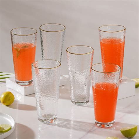 Pebble Textured Medium Drinking Glass Set Of 6 350 ml Online - Premium ...
