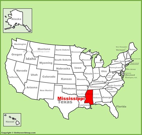 Mississippi location on the U.S. Map - Ontheworldmap.com