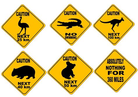 Australian Road Signs Fun Novelty Aussie Road Sign Kangaroo Koala ...