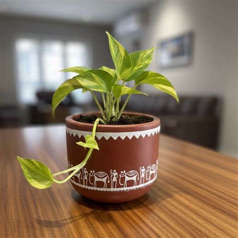 Warli Art Terracotta Pot – OurBalconyGarden