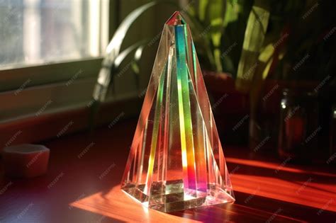 Premium AI Image | Closeup of glass prism with rainbow light rays