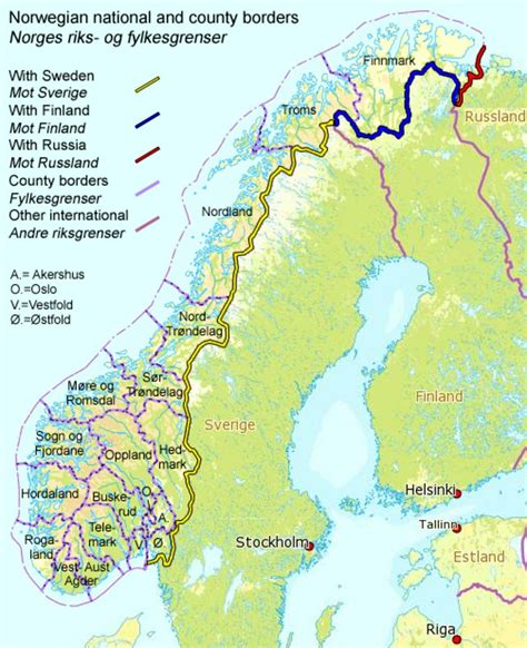 Map of Norway Borders with Rivers, Roads, Lakes, Mountains