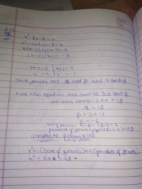 If α, β are zeroes of the polynomial x2-2x-8, then form a quadratic ...