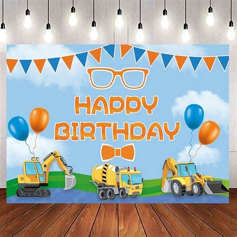 Construction Party Supplies 6x4ft Blippi Happy Birthday Themed Blue ...