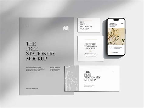 Clean Stationery Mockup with Shadows Overlay (PSD)