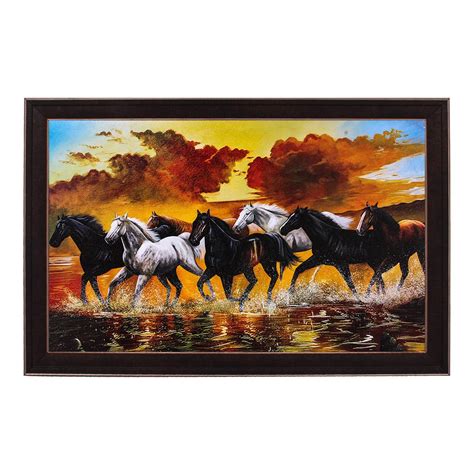 ART N HUB 7 Horse Textured UV Effect with Acrylic Glass Painting ...