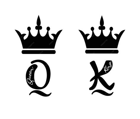 Premium Vector | King Queen crown black tattoo calligraphy sign.K and Q Alphabet Letter.Tiara ...