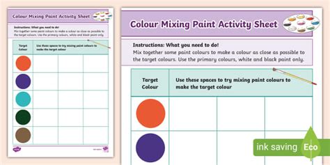 Painting Colour Mixing Activity Sheet (teacher made)