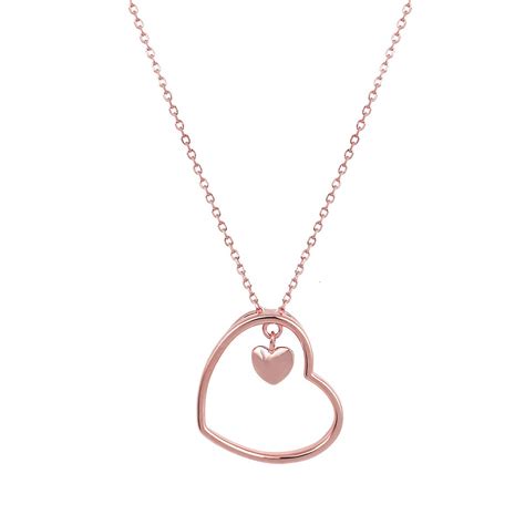 Buy GIVA 925 Sterling Silver Rose Gold Heart Pendant with Link Chain ...