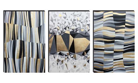 SAF paintings Set of 3 Abstract Large Embossed MDF Framed Panel ...