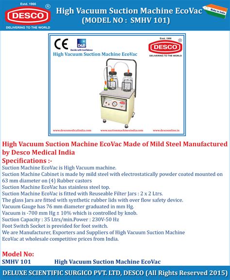 High Vacuum Suction Machine EcoVac – Manufacturers & Exporters India