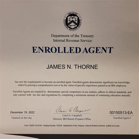 CONGRATULATIONS - TO MR. THORNE ENROLLED AGENT!