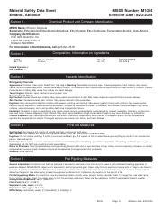 Ethanol MSDS.pdf - Material Safety Data Sheet Ethanol Absolute Section ...