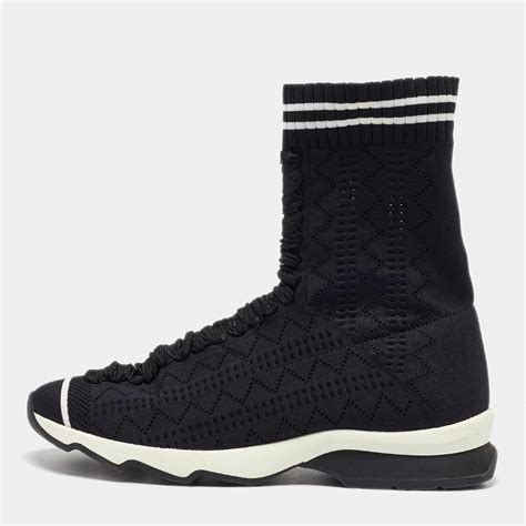 Fendi Black Knit Fabric Sock High Top Slip on Sneakers Size 38 Fendi ...