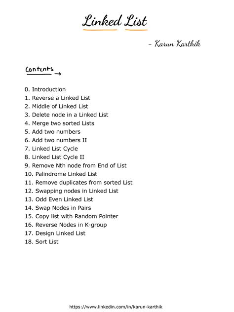 Linked list Notes - Linked List - Karun Kar ik Introduction Reverse a ...