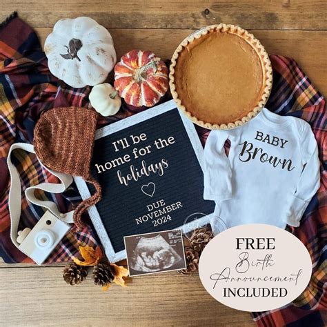 Fall Thanksgiving Pregnancy Announcement, Gender Neutral, Digital Baby ...