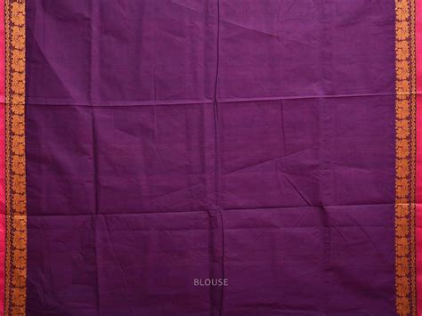 Purple Kanchipuram Cotton Saree with Peacocks Border Design k0815 – Uppada