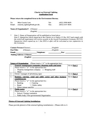 Fillable Online Charter on External Lighting Application Form. Charter ...