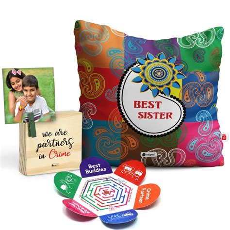 Buy Indigifts Rakshabandhan Best Sister Quote Printed Satin Cushion ...