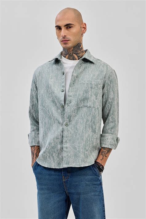 Buy Men's Green Textured Relaxed Fit Shirt Online | Snitch – SNITCH