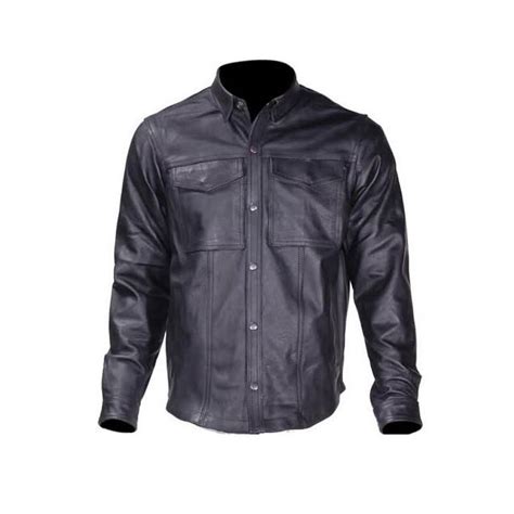 Dream Apparel Men's Motorcycle Biker Riding Leather Shirt Mens Light ...