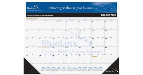 Logo Branded Blue & Gold Calendar Desk Pad w/Two Color Imprint & 13 ...
