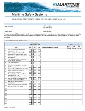 Fillable Online maritimenz govt Checklist application for issue of Non ...