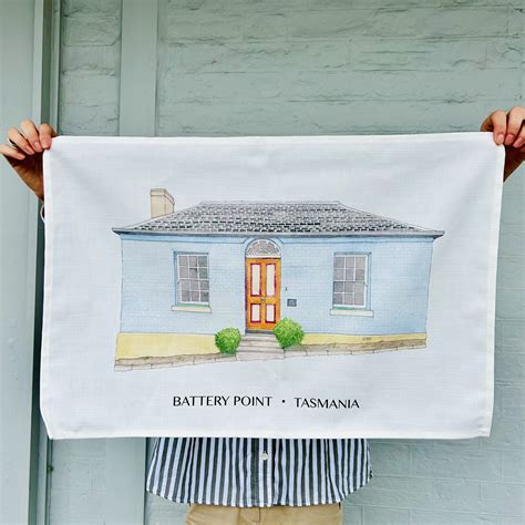 Blue Cottage Battery Point Tea Towel - Habeo Australia