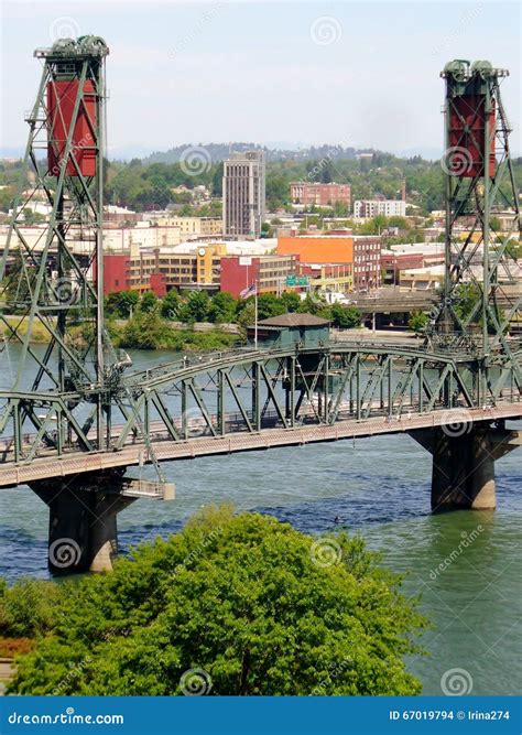 Steel Bridge Over Willamette River. Portland. Stock Photo - Image of ...