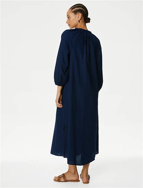 Buy Pure Cotton Tie Front Beach Cover Up Kaftan at Marks & Spencer