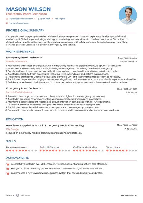 10+ Emergency Room Technician Resume Samples & Templates for 2025