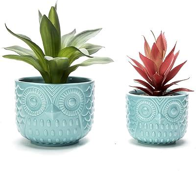 Gepege 6 Inch Beaded Ceramic Planter Set of 2 with Drainage Hole and ...