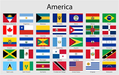 Set of flags American countries, All America flag 21853066 Vector Art ...