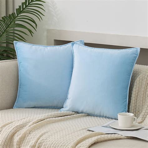 Amazon.com: JIAHANNHA Velvet Sky Light Blue Throw Pillow Covers Pack of ...