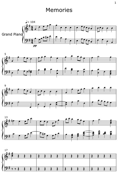 Image result for Memories Piano Tutorial Numbers