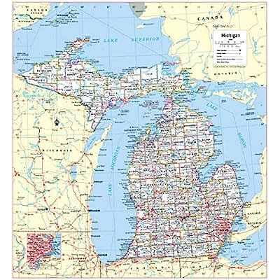 Cool Owl Maps Michigan Wall Map Large Print Poster | Ubuy India