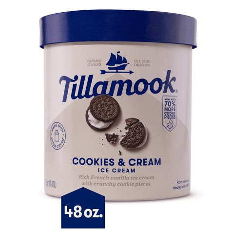 Tillamook Original Premium Cookies And Cream Ice Cream, 48 fl oz ...
