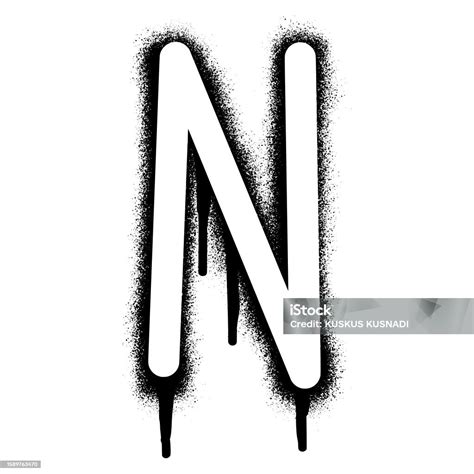 Alphabet Letter N Stencil Graffiti With Black Spray Paint Stock Illustration - Download Image ...