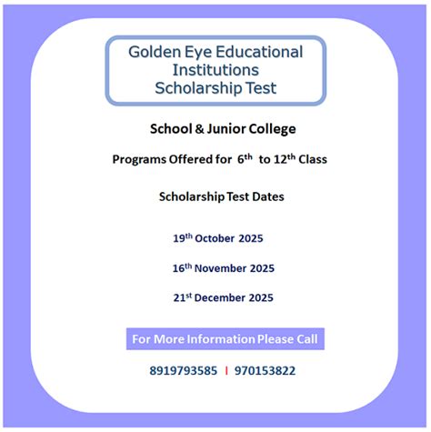 Golden Eye Scholarship Test | Golden Eye Educational Institutions