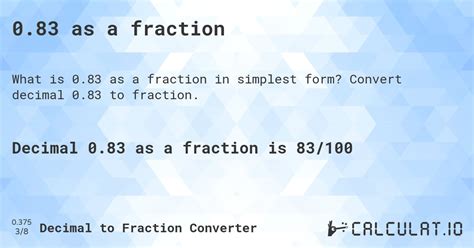 0.83 as a fraction - Calculatio