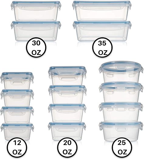 Airtight Leak Proof Easy Snap Lock Lunch Box BPA-Free Plastic Storage ...