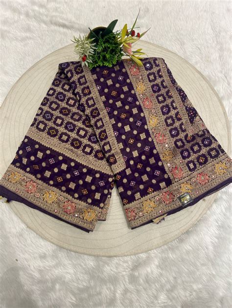 🌿 Pure Georgette Bandhani Saree | Junglo Design 🌺 | Heavy Pallu & All ...