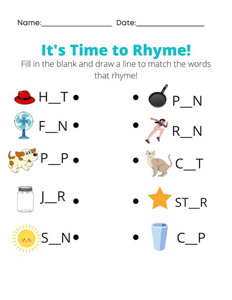 Rhyming Words Printable Worksheets Kindergarten & First Grade ...