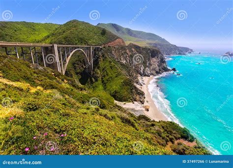 California Bixby Bridge in Big Sur Monterey County in Route 1 Stock ...