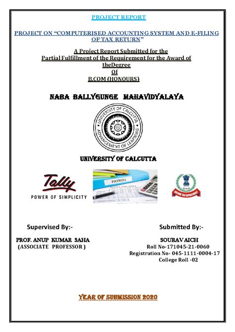 PROJECT ON “COMPUTERISED ACCOUNTING SYSTEM AND E-FILING OF TAX RETURN ...