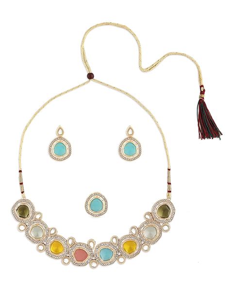 Buy ZAVERI PEARLS Multi For Women-Colour Kundan Artificial Stones ...