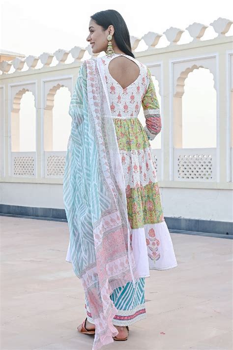 Get Saanjh Sequin Printed Flared Kurta - EverBloom India