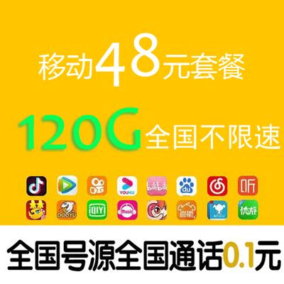 中国移动19元全国通用套餐 100G高速流量不限软件不限速 随时随地随心用【流量卡中心】