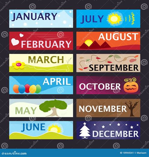 Months Of The Year Banner Set Stock Image - Image: 18944341