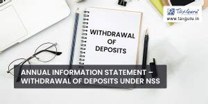 Annual Information Statement – Withdrawal of deposits under NSS